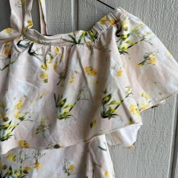 Rebecca Taylor Off the Shoulder Halter Blouse in Ballet Combo‎ Floral Size 4 - Picture 3 of 9